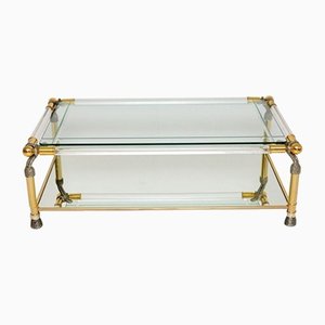 Vintage Coffee Tables in Glass and Brass, 1970, Set of 2