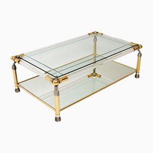 Vintage Coffee Table in Glass and Brass, 1970