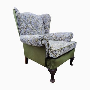 Victorian Wingback Armchair with Oak Queen Onos Legs