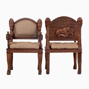 20th Century Carved Armchairs, 1920s, Set of 2