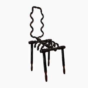 Black Lacquered Steel Squellette Chair, 1990s