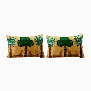 Velvet and Silk Tiger Ikat Cushion Covers, 2010s, Set of 2