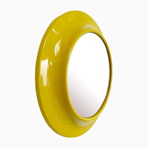Modern Italian Yellow Plastic Round Mirror, 1980s