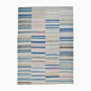 Tapis Kilim en Laine Bleue