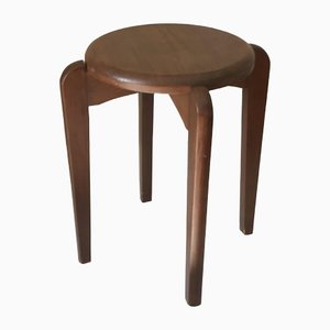 Tabouret Vintage en Chêne Massif, 1950s