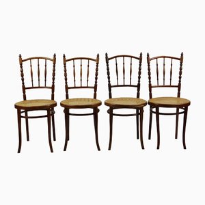 Stühle mit Geflecht von Thonet, 19. Jh., 4er Set
