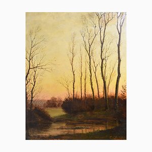 Émile Boulard, Fall Landscape, Late 19th Century, Oil on Canvas, Framed