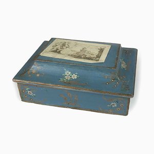 Lacquered Box with Faux Paper and Flowers, Late 1700s