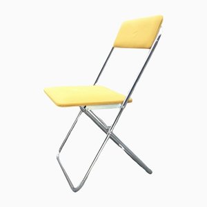Folding Chair in Yellow Velour, 1970s