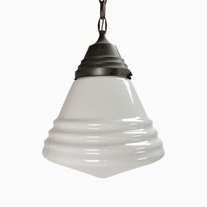 Lampada a sospensione in vetro e rame di Philips, anni '30