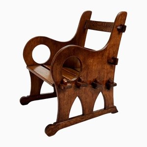 Mid-Century Arts & Crafts Oak Lounge Chair, 1950s