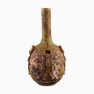 Meiji Japanese Gold Satsuma Bottle Vase