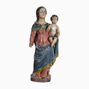 Sculpture de Vierge à l'Enfant, 1700s, Chêne