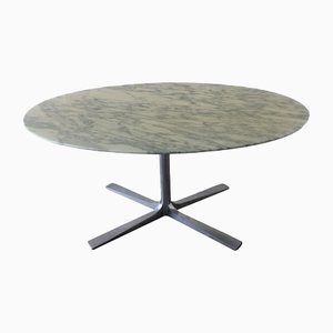 Marble and Aluminum Oval Table from Roche Bobois, 1970s