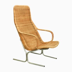 Mid-Century Wicker Lounge Chair by Dirk Van Sliedregt for Jonker Brothers, 1960s