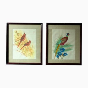 Chinese Artist, Birds, 1910s, Paintings on Rice Paper, Framed, Set of 2