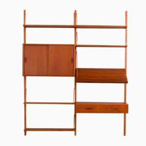 Mid-Century Bay Teak Wall Unit with Cabinet in the style of Poul Cadovius, Denmark, 1960s