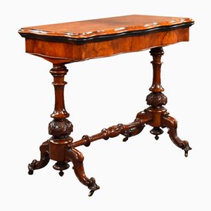 Viktorianischer Kartentisch aus Nusswurzelholz