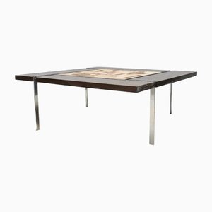 Coffee Table in Steel, Stone & Wood, 1970s