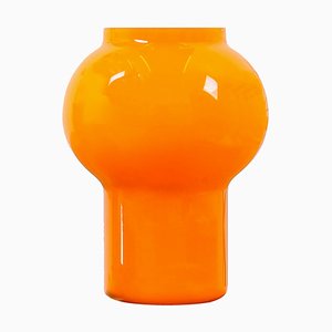 Lámpara de mesa hongo pequeña de vidrio naranja de Holmegaard, años 60