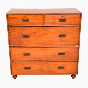 Antique Victorian Military Campaign Chest of Drawers in Teak