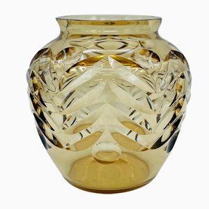 Topaz Crystal Vase from Val Saint Lambert, 1930s