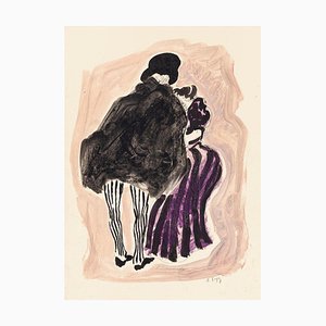 Unknown, Figures, Original Watercolor on Paper, 1920s
