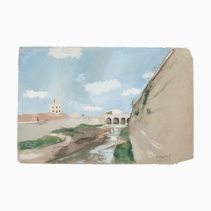 Gaspart Alfred, Landscape, Original Watercolor Drawing, 20th Century
