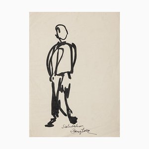 Inconnu, Figure, Huile sur Papier Originale, 20ème Siècle