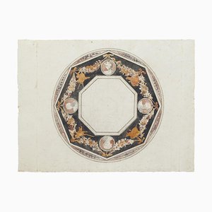 Decoración de techo, Tinta original y acuarela, siglo XVIII