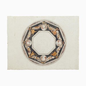 Sconosciuto, decorazione del soffitto, inchiostro originale e acquerello, XVIII secolo