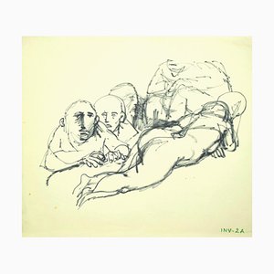Leo Guida, Figure, Original Ink Drawing on Paper, Late 20th Century