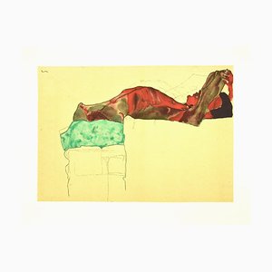 Nach Egon Schiele, Liegender Männlicher Akt, 20. Jahrhundert, Original Lithographie