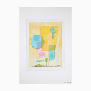 Leo Guida, Abstract Composition, Original Watercolor, 1970s