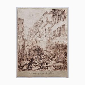 Unknown, Five Days in Milan, Original Ink Drawing on Paper, 19th Century
