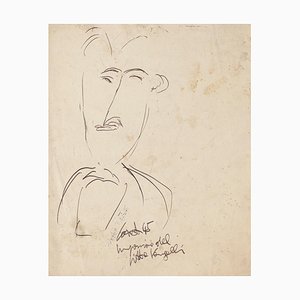 Antonio Cardile, Portrait of Antonio Vangelli, Original Pen Drawing, 1945