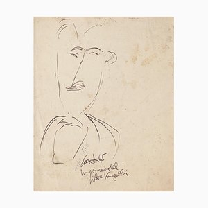 Antonio Cardile, Portrait of Antonio Vangelli, Original Pen Drawing, 1945