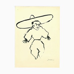 Mino Maccari, The Scarecrow, Original Tempera Drawing, 1960s