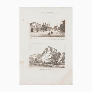 Desconocido, Cityscape in France, Litografía original, siglo XIX