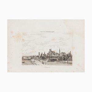 Desconocido, Vista de Auxerre, Litografía original, siglo XIX