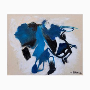 Giorgio Lo Fermo, Forme Bleue, Huile sur Toile Originale, 2020