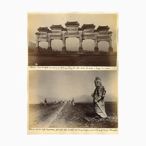 Pekín antiguo: The Tombs of the Emperors, grabado original albúmina, década de 1890