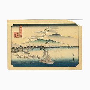 Utagawa Hiroshige, Katada Rakugan, Original Woodcut, 19th Century