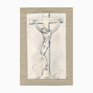 Unknown, Christ Crucifixion, Original Pencil, Early 20th Century