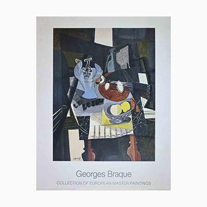 Affiche Offset Nature Morte avec Mandoline d'Après George Braque, 1986