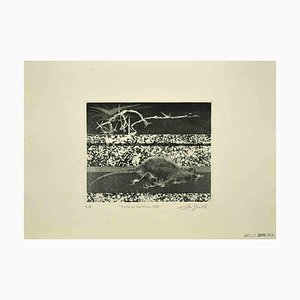 Leo Guida, Rat at the Border, Original Etching, 1971