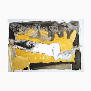 Leo Guida, weibliche Figur, Original Tinte & Aquarell, 1970er