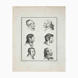 James Neagle, Heads of Men, Grabado original, 1810