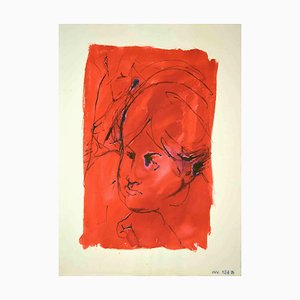 Leo Guida, Portrait, Encre et Aquarelle, 1970s