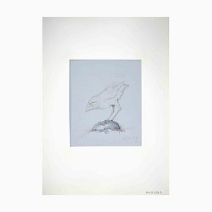 Leo Guida, uccello, disegno originale, 1972